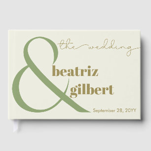 Livre D'or Moderne Elegant Vert et crème Ampersand Mariage