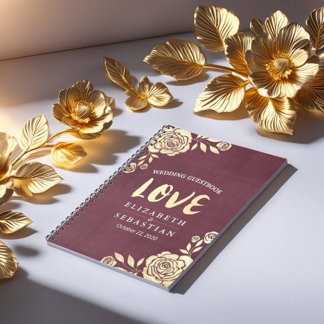 Livre d'or moderne mariage Rose Bourgogne Rouge (Créateur téléchargé)