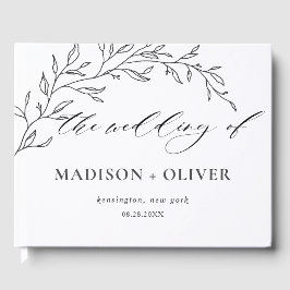 Livre D'or Moderne minimaliste Line Laurel Mariage botanique