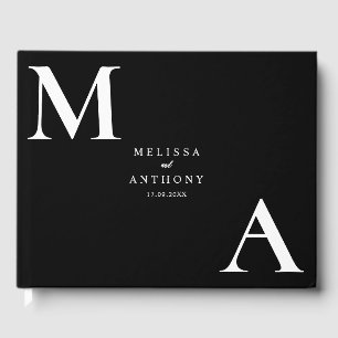 Livre D'or Moderne minimaliste Mariage noir et blanc