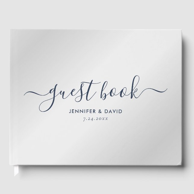 Livre d'or moderne Silver and Navy Blue Mariage (Recto)