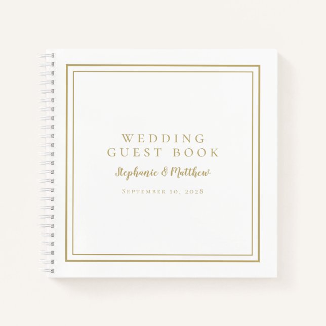 Livre d'or moderne Simple Gold White Mariage Budge (Devant)