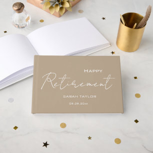 Livre D'or Moderne Taupe Blanc Cadeau de Retraite Personnalis
