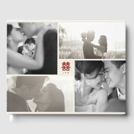 Livre D'or Monogramme 4 Photo Collage Mariage chinois moderne