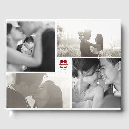 Livre D'or Monogramme 4 Photo Collage Mariage chinois moderne