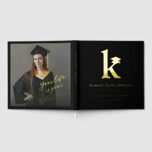 Livre D'or Monogramme Classique K Et Chapeau De Remise Des Di