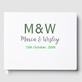 Livre D'or Monogramme couple gris vert moderne date romantiqu