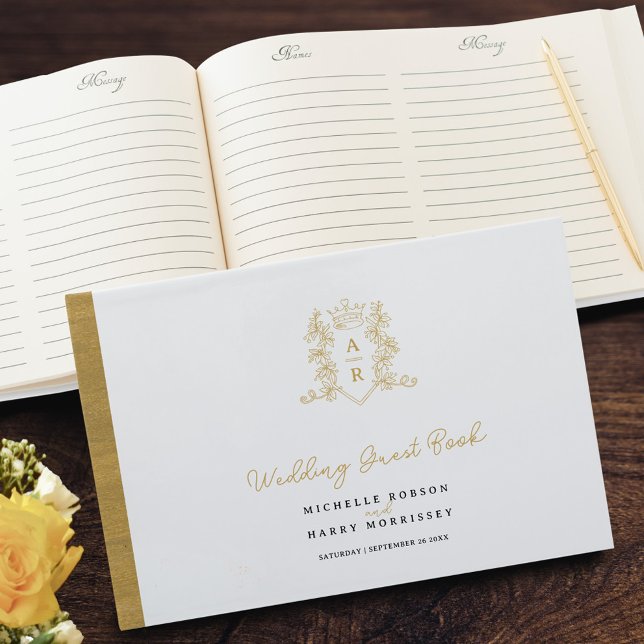 Livre D'or Monogramme crête de coeur dessiné à la main blanc  (Créateur téléchargé)