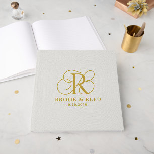 Livre D'or Monogramme de mariage élégant en or