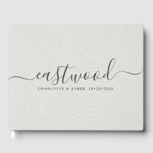 Livre D'or Monogramme de mariage personnalisé blanc faux lin