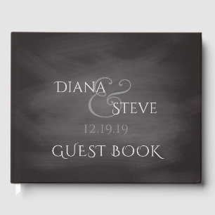 Livre D'or Monogramme Mariage rustique Tableau noir simple