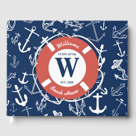 Livre D'or Monogramme marine Ancre bleue Maison de plage