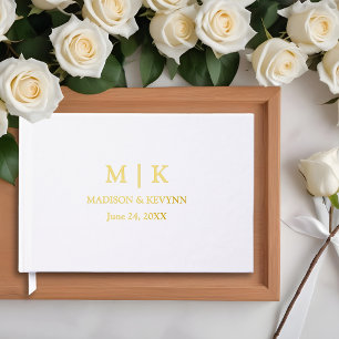 Livre D'or Monogramme minimaliste moderne Mariage Gold Foil