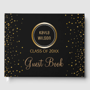 Livre D'or Monogramme personnalisé   Black Gold Graduation