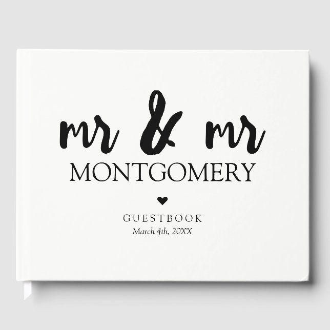 Livre D'or Monsieur & Monsieur Calligraphie Noir et Blanc (Recto)