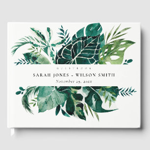 Livre D'or Monstère Tropical Green Foliage Mariage Feuilleté