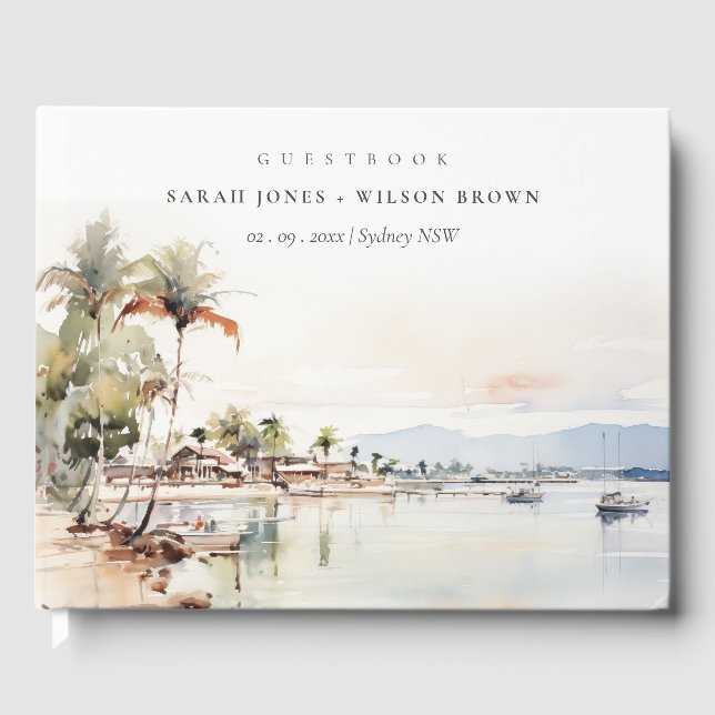 Livre D'or Montego Bay Jamaïque Mariage de paysage aquarelle (Recto)