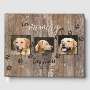 Livre D'or Monument aux Chiens Personnalisé Bois rustique Reg