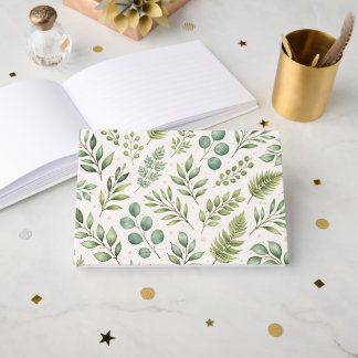 Livre D'or Motif de verdure à l'aquarelle | Feuilles botaniqu