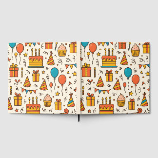 Livre D'or Motif sans couture de fête d'anniversaire vibrant