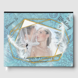Livre D'or Motif soyeux bleu mélangé avec éclat blanc
