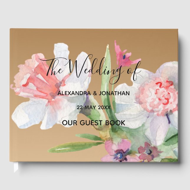 Livre D'or Narcisse blanc sur Mariage Floral Champagne (Recto)