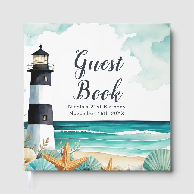 Livre D'or Nautical Lighthouse Birthday Party (Recto)