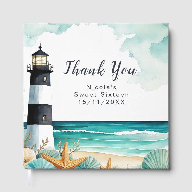 Livre D'or Nautical Lighthouse Sweet Sixteen Birthday (Recto)