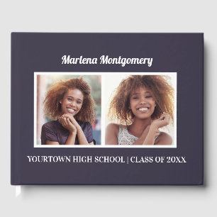Livre D'or Navy Blue 2 Photo Graduation Party