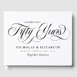 Livre D'or Noces de Mariage Script Blanc Noir 50 Ans