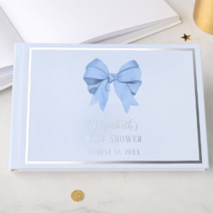 Livre D'or Nœud Bleu Élégant C'est une Fille Baby Shower Arge