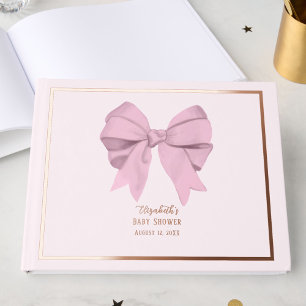 Livre D'or Nœud Rose Élégant C'est une Fille Baby Shower Rose