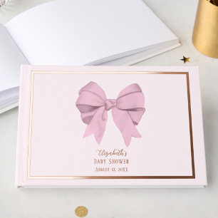 Livre D'or Nœud Rose Élégant C'est une Fille Baby Shower Rose