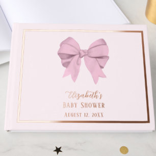 Livre D'or Nœud Rose Élégant C'est une Fille Baby Shower Rose