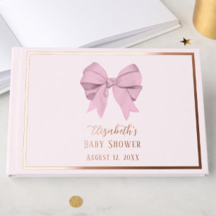 Livre D'or Nœud Rose Élégant C'est une Fille Baby Shower Rose