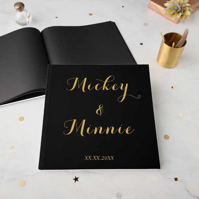 Livre d'or noir classique 30x30 cm avec texte pers (Recto ouvert)