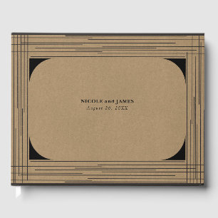 Livre D'or Noir Kraft minima lignes modernes Mariage