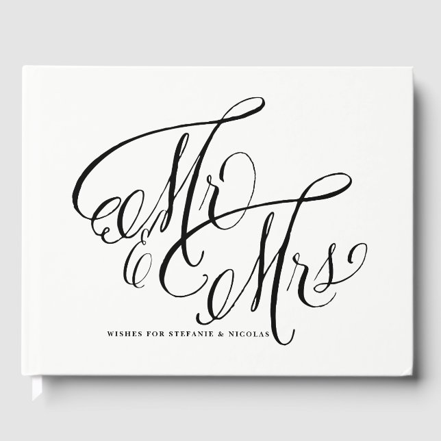 Livre D'or Noir M. et Mme Rustic Calligraphy Mariage photo (Recto)