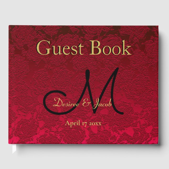 Livre D'or Noir rouge Noir Noël Mariage d'hiver Monogramme (Recto)