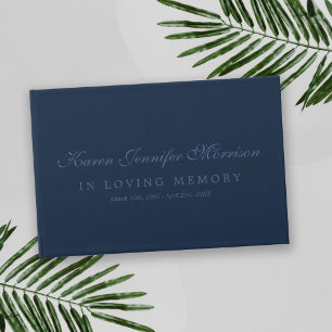 Livre D'or Nom Élégant En Script Marine Bleu En Mémoire Amour