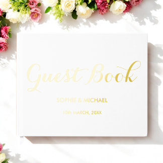 Livre D'or Noms de la mariée mariage White Foil Guestbook