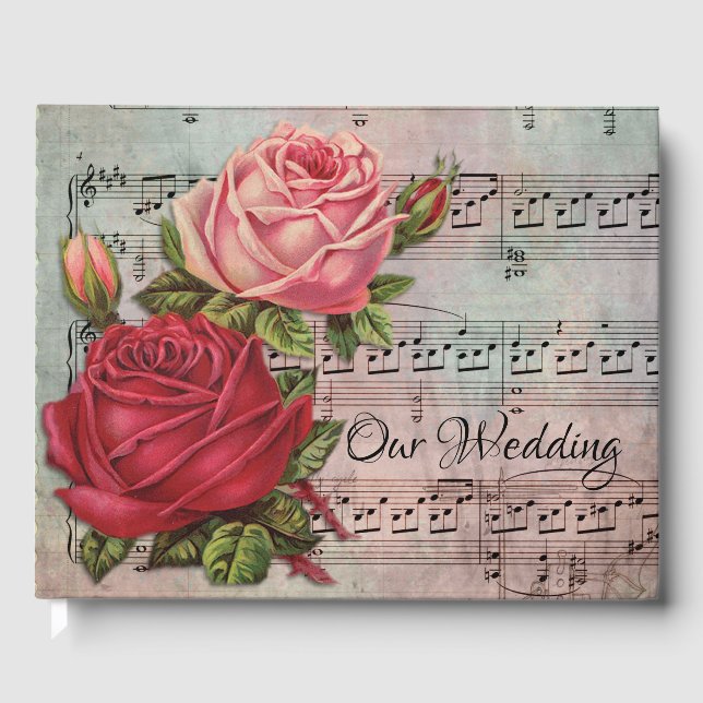 Livre D'or Notes roses et musicales (Recto)