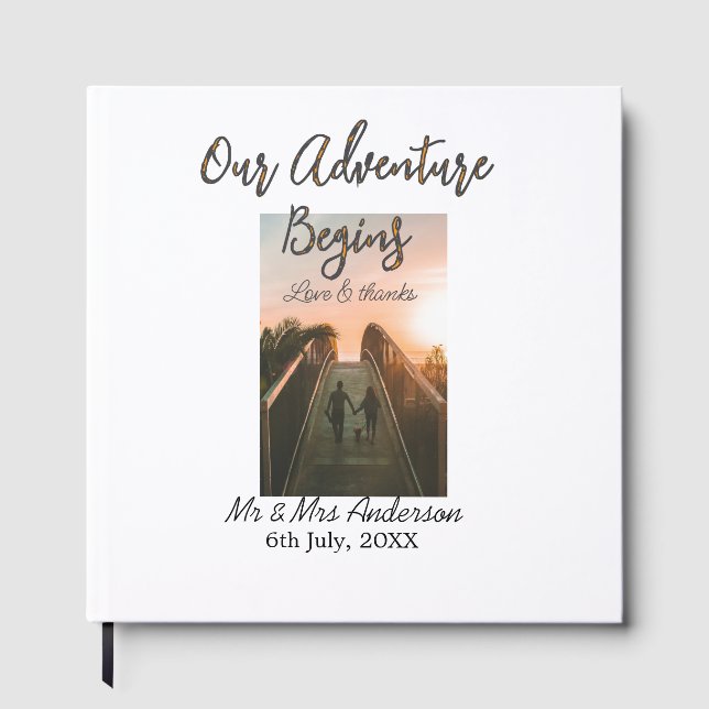 Livre D'or Notre aventure commence couple photo amour & merci (Recto)