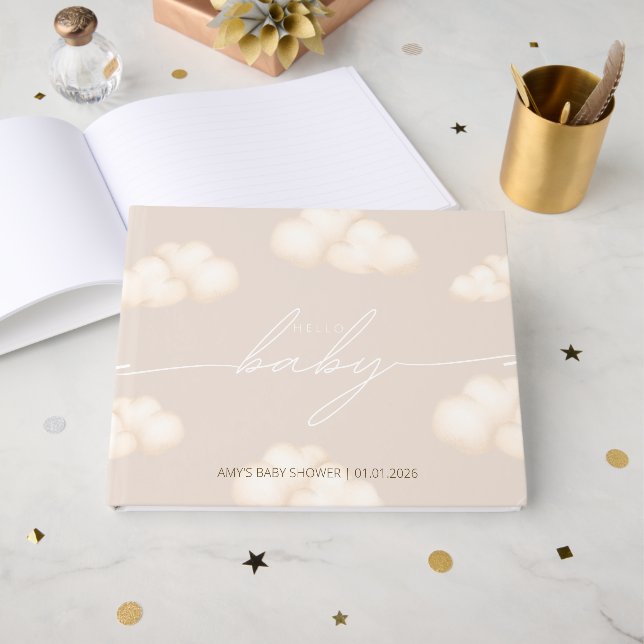 Livre D'or Nuage beige neutre 9 Baby shower (Recto ouvert)