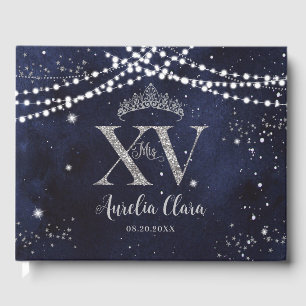 Livre D'or Nuit étoile Marine Bleu Argent Quinceañera Anniver