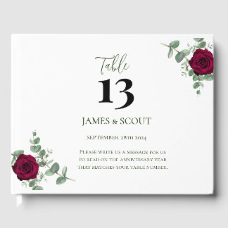 Livre D'or Numéro de table Mariage Rose rouge