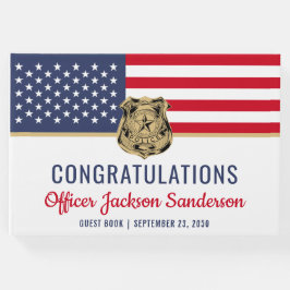 Livre D'or Officier de police Retraite militaire drapeau amér