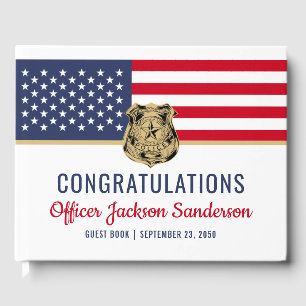 Livre D'or Officier de police Retraite militaire drapeau amér