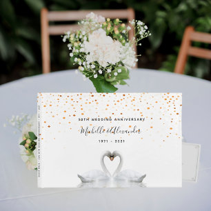 Livre D'or Oiseaux de cygne blanc 50e anniversaire de mariage