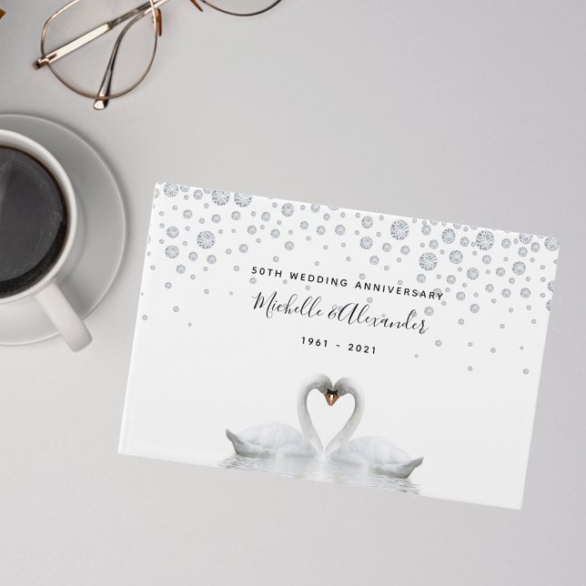 Livre D'or Oiseaux de cygnes blancs 60e anniversaire du maria (Créateur téléchargé)